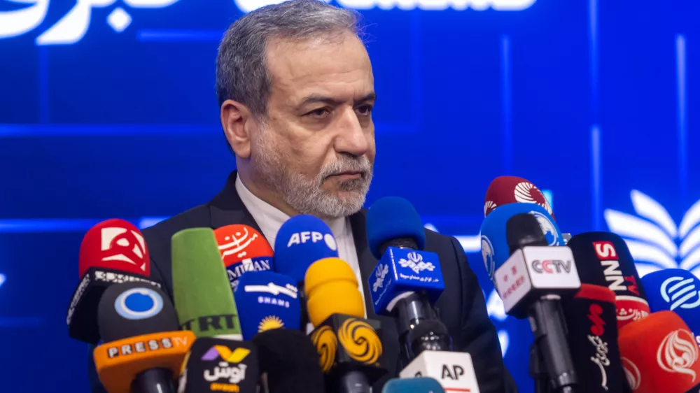 08 February 2026, Iran, Tehran: Iranian Foreign Minister Abbas Araghchi gives his weekly press conference at the Foreign Ministry in Tehran. Photo: Foad Ashtari/SOPA Images via ZUMA Press Wire/dpa