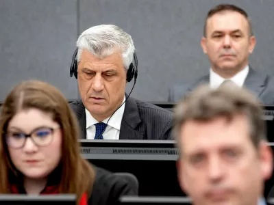 FILE PHOTO: Former Kosovo President Hashim Thaci attends his war crimes trial in The Hague, Netherlands April 3, 2023.  Koen van Weel/Pool via REUTERS/File Photo