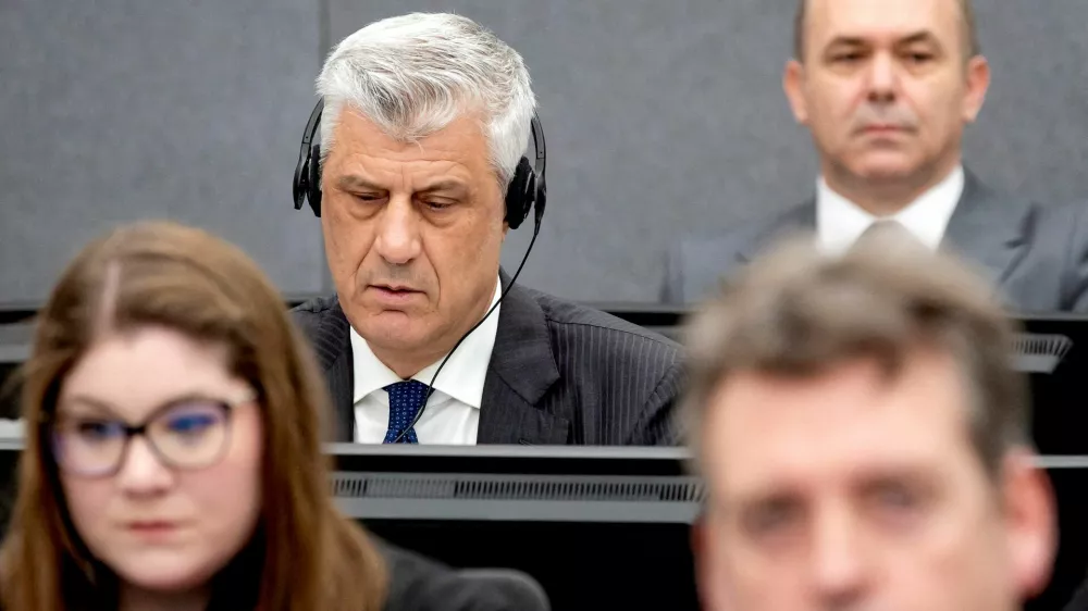 FILE PHOTO: Former Kosovo President Hashim Thaci attends his war crimes trial in The Hague, Netherlands April 3, 2023.  Koen van Weel/Pool via REUTERS/File Photo