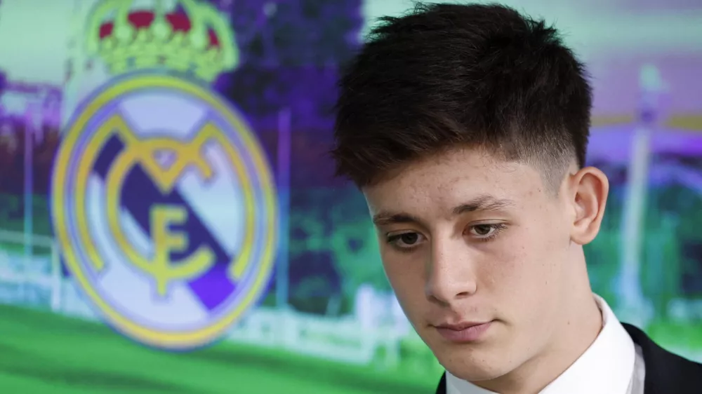 Soccer Football - Real Madrid unveil Arda Guler - Ciudad Real Madrid, Valdebebas, Madrid, Spain - July 7, 2023 Real Madrid's new signing Arda Guler during his unveiling REUTERS/Juan Medina