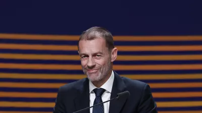 Soccer Football - 50th Ordinary UEFA Congress - Brussels Expo, Brussels, Belgium - February 12, 2026 UEFA president Aleksander Ceferin during the event REUTERS/Benoit Tessier