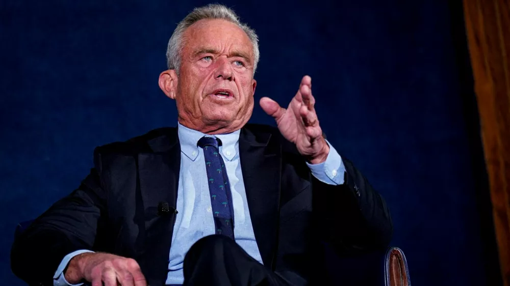 FILE PHOTO: Health and Human Services Secretary Robert F. Kennedy Jr. speaks during an event sponsored by the Action for Progress Coalition, at the National Press Club in Washington, D.C., U.S., February 2, 2026. REUTERS/Al Drago/File Photo