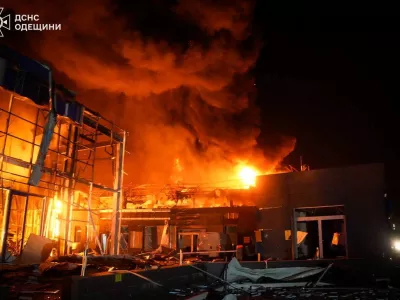 The site of a Russian drone strike, amid Russia's attack on Ukraine, in Odesa, Ukraine in this handout picture released February 13, 2026. Press service of the State Emergency Service of Ukraine in Odesa region/Handout via REUTERS ATTENTION EDITORS - THIS IMAGE HAS BEEN SUPPLIED BY A THIRD PARTY. WATERMARK FROM SOURCE. MANDATORY CREDIT.