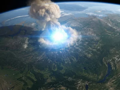 Ilustracija, kako je bil dogodek videti iz vesolja. / Foto: Google Gemini