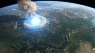 Ilustracija, kako je bil dogodek videti iz vesolja. / Foto: Google Gemini