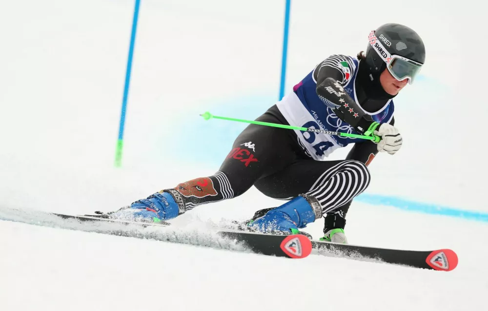 Milano Cortina 2026 Olympics - Alpine Skiing - Men's Giant Slalom Run 1 - Stelvio Ski Centre, Bormio, Italy - February 14, 2026. Lasse Gaxiola of Mexico in action REUTERS/Denis Balibouse