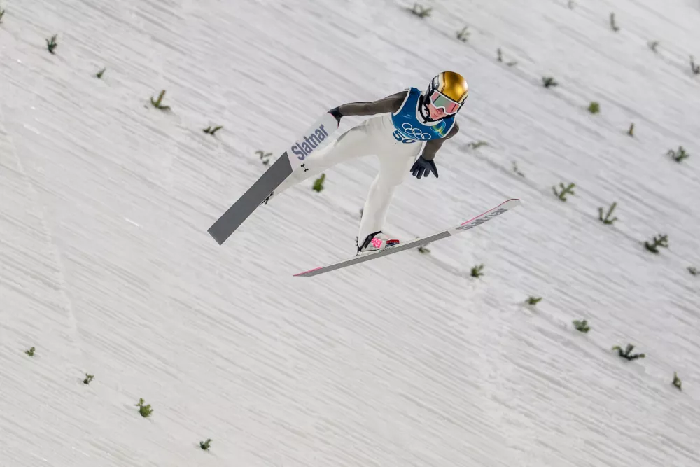 Italija, Predazzo.Zimske olimpijske igre 2026.Smucarski skoki, velika skakalnica, zenske, druga serija.Slovenka Nika Prevc.