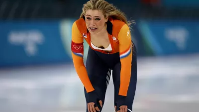 Milano Cortina 2026 Olympics - Speed Skating - Women's 1000m - Milano Speed Skating Stadium, Milan, Italy - February 09, 2026. Jutta Leerdam of Netherlands reacts to her Olympic record time and winning the women's 1000m race. REUTERS/Yves Herman