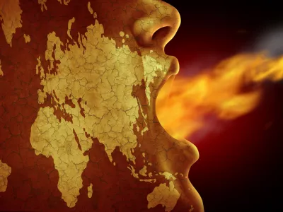 World Heat Storm and Global Heat Crisis and rising world temperatures or heat-wave rise as an Earth Day risk or climate change concept with 3D illustration elements. / Foto: Wildpixel Getty Images