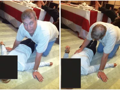 Britain's Prince Andrew kneels over a female in a combination of images released by the Department of Justice in Washington, D.C., U.S., on January 30, 2026 as part of a new trove of documents from its investigations into the late financier and convicted sex offender Jeffrey Epstein. U.S. Justice Department/Handout via REUTERS  THIS IMAGE HAS BEEN SUPPLIED BY A THIRD PARTY. REDACTED AREAS FROM SOURCE. THIS PICTURE WAS PROCESSED BY REUTERS TO ENHANCE QUALITY. UNPROCESSED VERSIONS HAVE BEEN PROVIDED SEPARATELY.