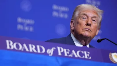 President Donald Trumpl listens during a Board of Peace meeting at the U.S. Institute of Peace, Thursday, Feb. 19, 2026, in Washington. (AP Photo/Mark Schiefelbein)