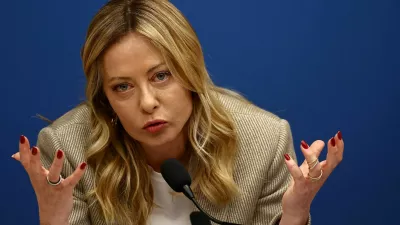 FILE PHOTO: Italy's Prime Minister Giorgia Meloni attends her end-of-year press conference in Rome, Italy, January 9, 2026. REUTERS/Vincenzo Livieri/File Photo