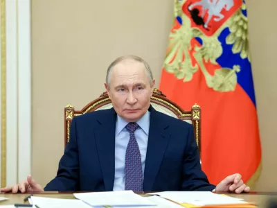 Russian President Vladimir Putin chairs a meeting with members of the government on primary healthcare via video link in Moscow, Russia, February 18, 2026. Sputnik/Vyacheslav Prokofyev/Pool via REUTERS ATTENTION EDITORS - THIS IMAGE WAS PROVIDED BY A THIRD PARTY.