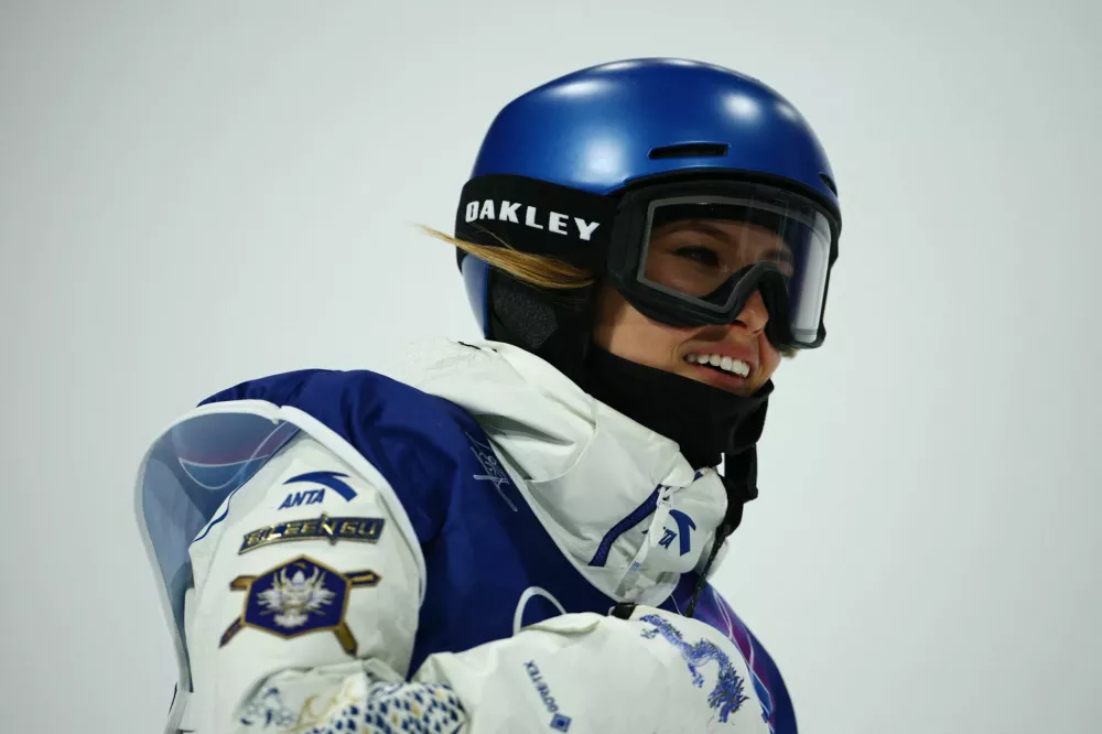 Milano Cortina 2026 Olympics - Freestyle Skiing - Women's Freeski Halfpipe Qualification - Livigno Snow Park, Livigno, Italy - February 19, 2026. Eileen Gu Ailing of China reacts after her second run. REUTERS/Marko Djurica