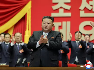 North Korean leader Kim Jong Un applauds as he attends the Ninth Congress of the Workers' Party of Korea (WPK) where he was re-elected as general secretary, in Pyongyang, North Korea, February 22, 2026, in this picture released February 23, 2026 by North Korea's official Korean Central News Agency. KCNA via REUTERS ATTENTION EDITORS - THIS IMAGE WAS PROVIDED BY A THIRD PARTY. REUTERS IS UNABLE TO INDEPENDENTLY VERIFY THIS IMAGE. NO THIRD PARTY SALES. SOUTH KOREA OUT. NO COMMERCIAL OR EDITORIAL SALES IN SOUTH KOREA.   TPX IMAGES OF THE DAY