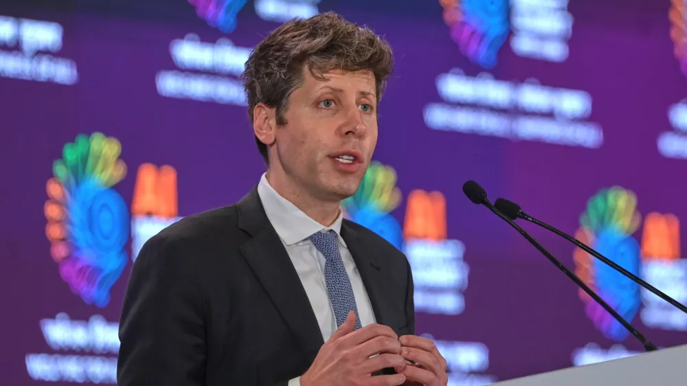 OpenAI's CEO Sam Altman speaks at the AI Summit in New Delhi, India, Thursday, Feb. 19, 2026. (AP Photo)