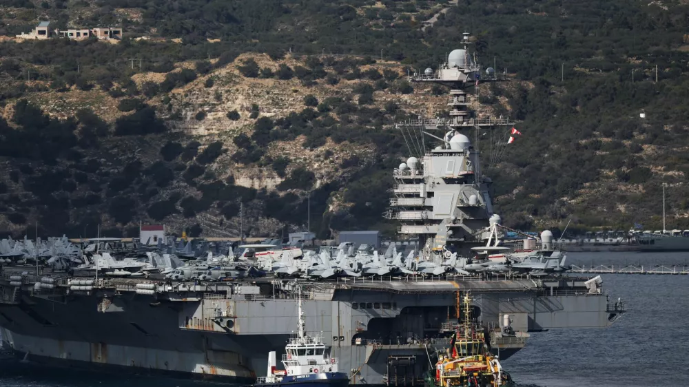 USS Gerald R. Ford aircraft carrier arrives at Souda Bay on the island of Crete, Greece, February 23, 2026. REUTERS/Stelios Misinas