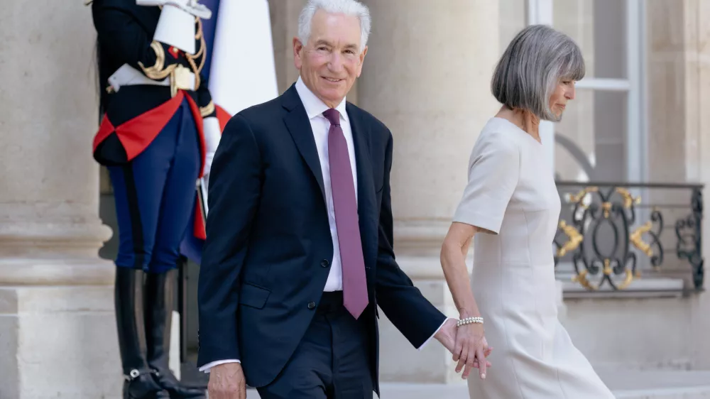 July 18, 2025, Paris, France, France: Charles Kushner (L), the new US ambassador to France and Monaco, and his wife Seryl Kushner leave the Elysee Presidential Palace in Paris after a meeting with the French president (Credit Image: ? Alexis Sciard/IP3 via ZUMA Press)