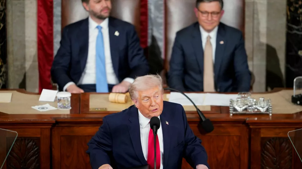 U.S. President Donald Trump delivers the State of the Union address in the House Chamber of the U.S. Capitol in Washington, D.C., U.S., February 24, 2026. REUTERS/NATHAN HOWARD