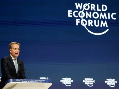 FILE PHOTO: President of the World Economic Forum Borge Brende speaks during the World Economic Forum (WEF) in Riyadh, Saudi Arabia, April 28, 2024. REUTERS/Hamad I Mohammed/File Photo