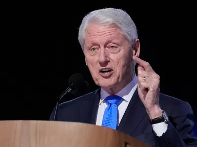 FILE - Former President Bill Clinton speaks during the Democratic National Convention Aug. 21, 2024, in Chicago. (AP Photo/Brynn Anderson, File)
