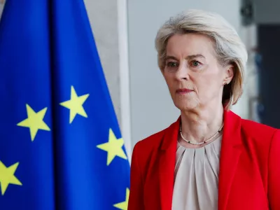 European Commission President Ursula von der Leyen arrives for the meeting of the college of European Commissioners in Brussels, Belgium February 26, 2026. REUTERS/Yves Herman