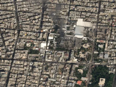 A satellite image shows black smoke rising and heavy damage at Iranian Supreme Leader Ayatollah Ali Khamenei's compound, following strikes by the United States and Israel against Iran, in Tehran, Iran February 28, 2026. Pleiades Neo (c) Airbus DS 2026/Handout via REUTERS  THIS IMAGE HAS BEEN SUPPLIED BY A THIRD PARTY NO RESALES. NO ARCHIVES MANDATORY CREDIT