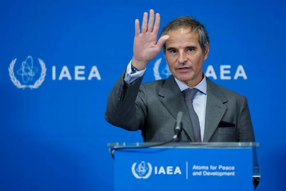 IAEA's Rafael Grossi speaks to reporters at quarterly Board of Governors meeting in Vienna, Austria, March 2, 2026. REUTERS/Lisa Leutner