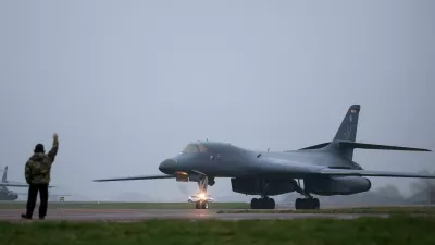 USAF B1 B bomber, at RAF Fairford airbase, which hosts United States Air Force (USAF) personnel, amid the U.S.–Israeli conflict with Iran, in Fairford, Britain, March 7, 2026. REUTERS/Toby Melville