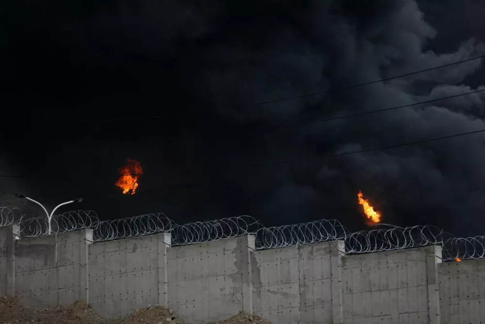 Smoke and flames rise after a reported strike on Shahran fuel tanks, amid the U.S.-Israeli conflict with Iran, in Tehran, Iran, March 8, 2026. Majid Asgaripour/WANA (West Asia News Agency) via REUTERS ATTENTION EDITORS - THIS PICTURE WAS PROVIDED BY A THIRD PARTY