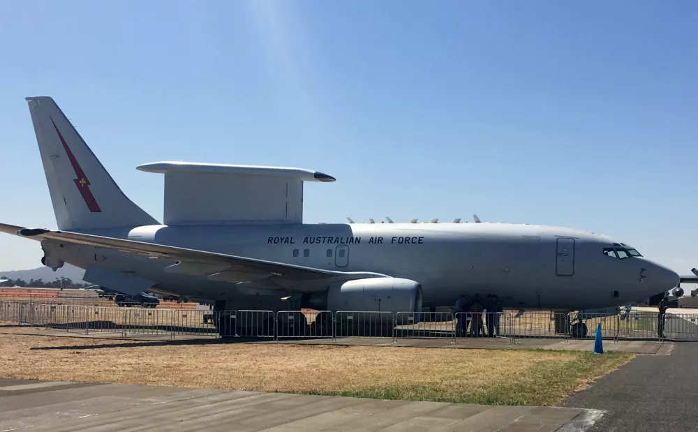 FILE PHOTO: A Royal Australian Air Force Boeing E-7 Wedgetail aircraft is seen on display at the Australian International Airshow in Avalon, Australia, February 27, 2019. REUTERS/Jamie Freed/File Photo
