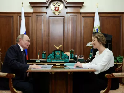 FILE PHOTO: Russian President Vladimir Putin meets with Presidential Commissioner for Children's Rights Maria Lvova-Belova in Moscow, Russia May 31, 2024. Sputnik/Alexander Kazakov/Pool via REUTERS ATTENTION EDITORS - THIS IMAGE WAS PROVIDED BY A THIRD PARTY./File Photo