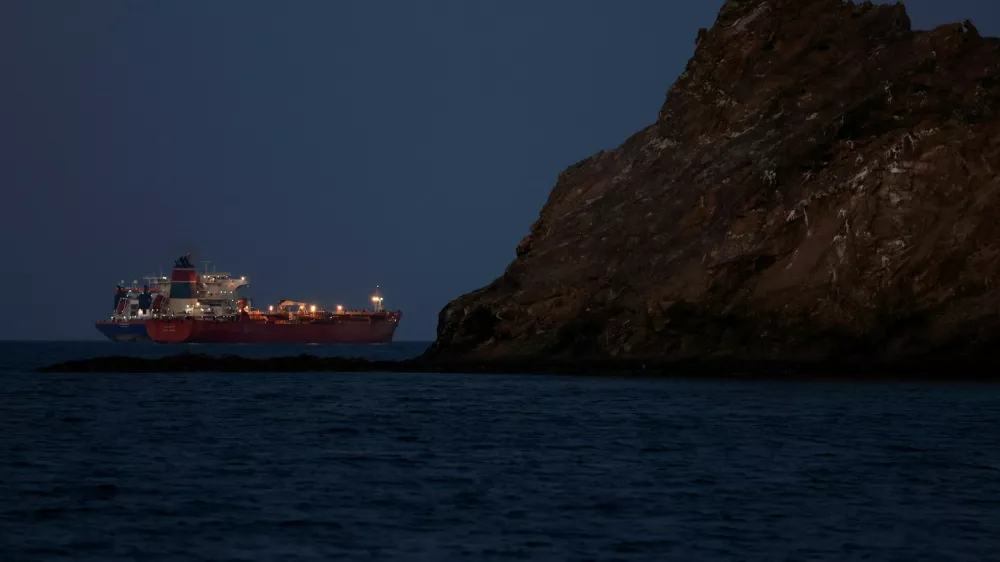 The Callisto tanker sits anchored as the traffic is down in the Strait of Hormuz, amid the U.S.-Israeli conflict with Iran, in Muscat, Oman, March 10, 2026. REUTERS/Benoit Tessier