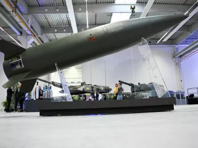 FILE PHOTO: An Army Tactical Missile System (ATACMS) is displayed during the inauguration of a new artillery plant of ammunition maker Rheinmetall, in Unterluess, Germany August 27, 2025. REUTERS/Annegret Hilse/File Photo