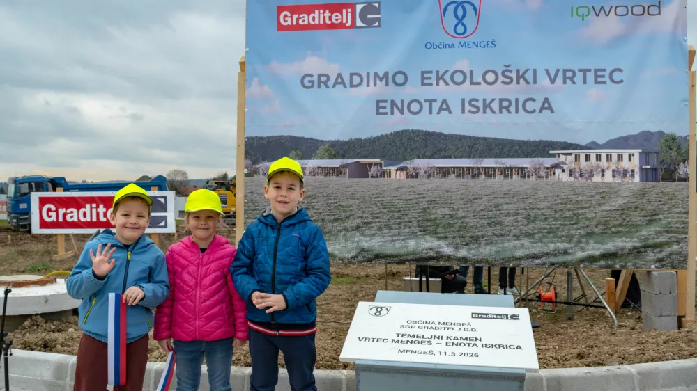 10.3.2026 - Temelnji kamen za nov vrtec Menge&scaron; - polaganje kamna za nov vrtec - Menge&scaron;.&nbsp;Foto: Lovro Milek