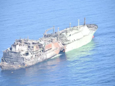 A Russian LNG tanker, Arctic Metagaz, damaged earlier this month and currently adrift without crew, floats in international waters in the Mediterranean Sea between Malta and the Italian islands of Lampedusa and Linosa, in this handout picture released on March 13, 2026. Marina Militare/Handout via REUTERS ATTENTION EDITORS - THIS PICTURE WAS PROVIDED BY A THIRD PARTY.