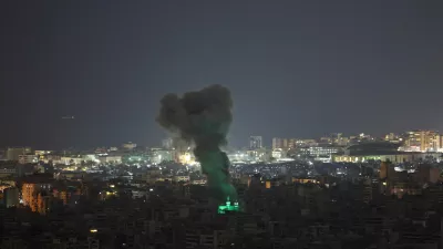 Plumes of smoke rise following an Israeli strike on Beirut's southern suburbs, after an escalation between Hezbollah and Israel, amid the U.S.-Israeli conflict with Iran, as seen from Baabda, March 13, 2026. REUTERS/Amr Abdallah Dalsh