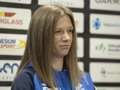 Ljubljana, Telekom Slovenije.Novinarska konferenca Atletske zveze Slovenije (AZS) pred svetovnim dvoranskim prvenstvom v Torunu.Atletinja Tina Sutej.
