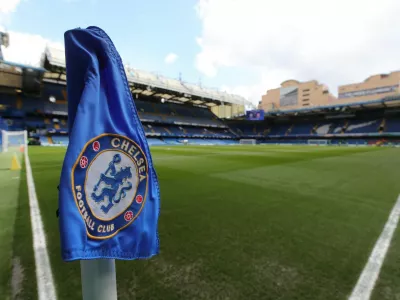 FILE PHOTO: Soccer Football - Premier League - Chelsea v Brentford - Stamford Bridge, London, Britain - April 2, 2022 General view of the corner flag inside the stadium before the match REUTERS/Chris Radburn EDITORIAL USE ONLY. No use with unauthorized audio, video, data, fixture lists, club/league logos or 'live' services. Online in-match use limited to 75 images, no video emulation. No use in betting, games or single club /league/player publications. Please contact your account representative for further details./File Photo