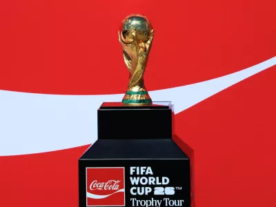 FILE PHOTO: Soccer Football - FIFA World Cup - Trophy arrives in Mexico - Felipe Angeles International Airport, Zumpango, Mexico - February 27, 2026 General view of the FIFA World Cup trophy REUTERS/Luis Cortes/File Photo
