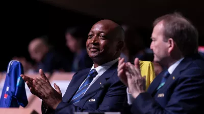 FILE - Confederation of African Football (CAF) President Patrice Motsepe claps during the 73rd FIFA Congress, in Kigali, Rwanda, March 16, 2023. (AP Photo, File)