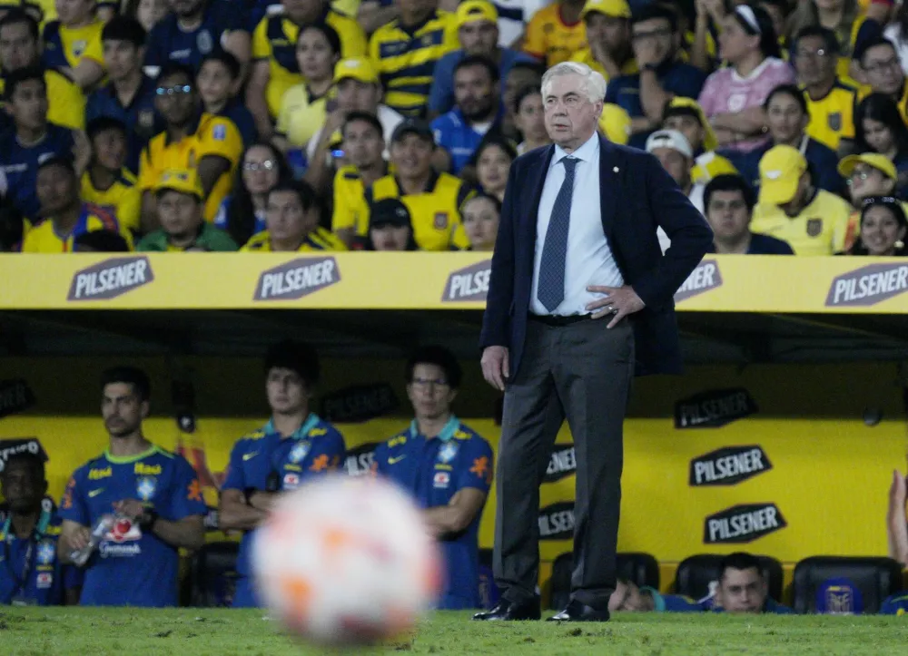 Soccer Football - World Cup - South American Qualifiers - Ecuador v Brazil - Estadio Monumental Banco Pichincha, Guayaquil, Ecuador - June 5, 2025 Brazil coach Carlo Ancelotti REUTERS/Santiago Arcos