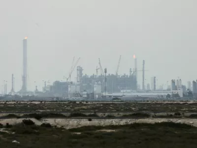FILE PHOTO: QatarEnergy's liquefied natural gas (LNG) production facilities, amid the U.S.-Israeli conflict with Iran, in Ras Laffan Industrial City, Qatar March 2, 2026. REUTERS/Stringer/File Photo
