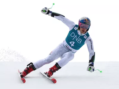 Brazil's Lucas Pinheiro Braathen competes in an alpine ski, men's giant slalom race, at the Lillehammer World Cup Finals, in Hafjell, Norway, Tuesday, March 24, 2026. (AP Photo/Marco Trovati)