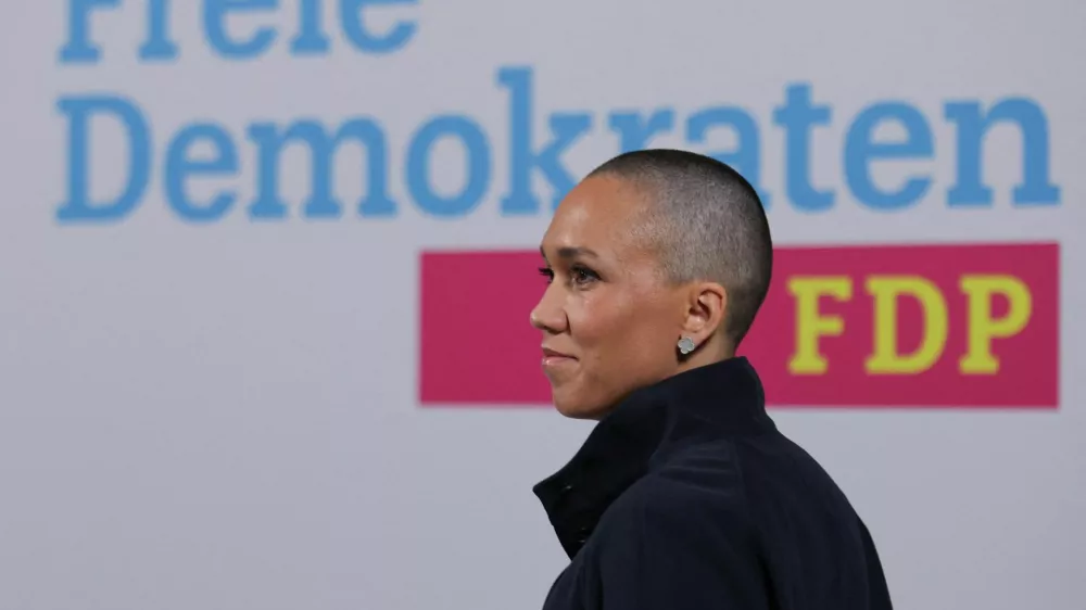 Nicole Buettner, secretary general of Germany's liberal Free Democratic Party FDP arrives at the FDP headquarters to address the media following first election polls for the federal state election in Rhineland-Palatinate were published on TV predicting the FDP's failure to clear the five per cent of the votes threshold, in Berlin, Germany, March 22, 2026.  REUTERS/Maryam Majd