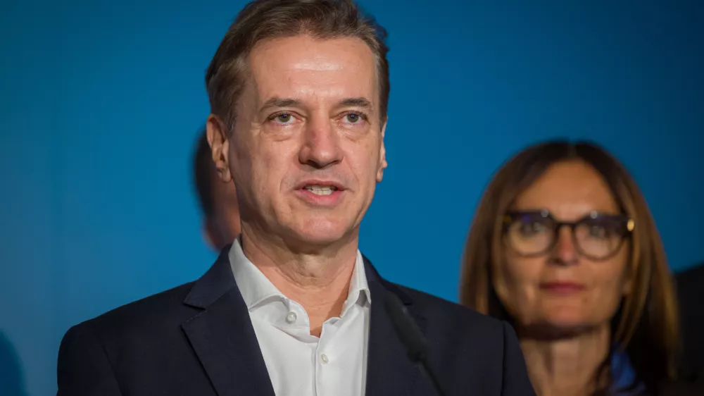 Ljubljana, DZ.Volitve v drzavni zbor 2026.Izjava predstavnikov Gibanje Svoboda v medijskem srediscu.Predsednik Robert Golob.