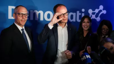 - Tadej Ostrc, predsednik Sveta stranke,- Anže Logar, predsednik stranke,- Eva Irgl, podpredsednica stranke,- 22.03.2026. Volitve v Državni zbor 2026. Volilni štab stranke Demokrati Anžeta Logarja.//FOTO: Bojan Velikonja