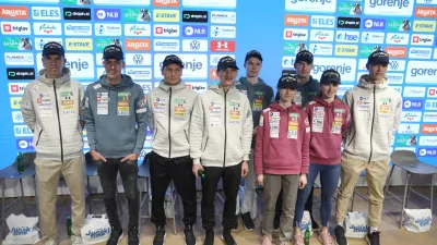 24.3.2026 - novinarska konferenca moške in ženske reprezentance Slovenije pred bližnjim finalom svetovnega pokala v smučarskih poletih v Planici.Foto: Luka Cjuha