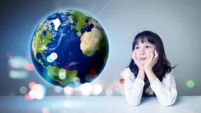 Sustainable development concept. Global network. Environmental issue. Elements of this image furnished by NASA. 3D rendering. / Foto: Metamorworks