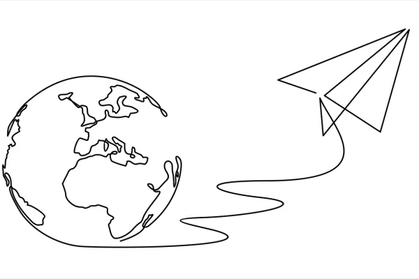 continuous line drawing paper plane taking off from a map and flying symbol for travel or journey illustration vector / Foto: Mitay20 Getty Images